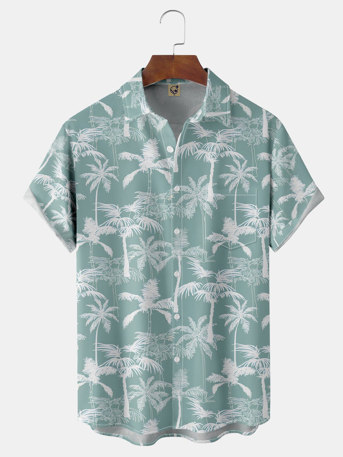 Coconut Tree Chest Pocket Short Sleeve Hawaiian Shirt