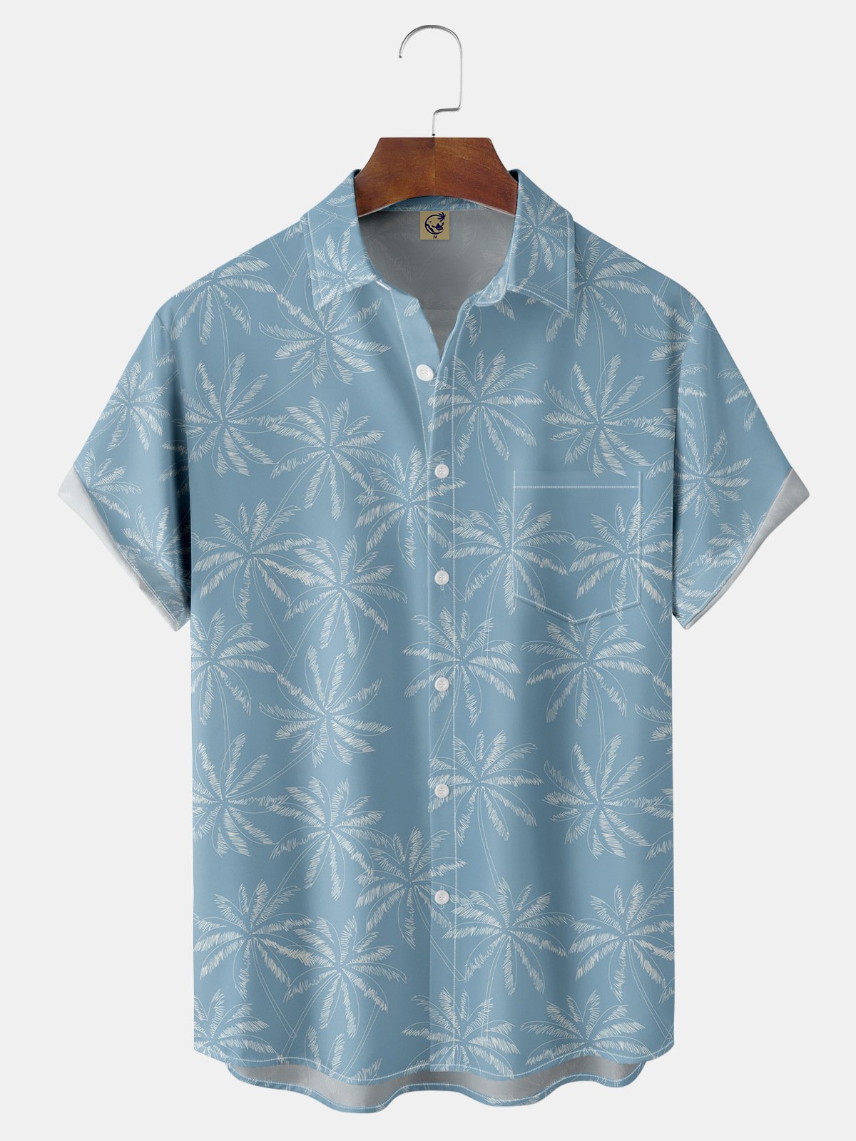 Coconut Tree Chest Pocket Short Sleeve Hawaiian Shirt
