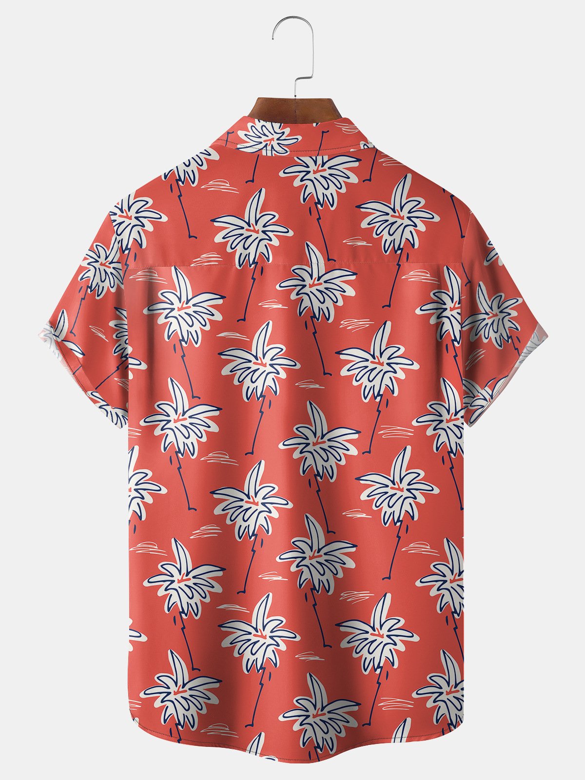 Coconut Tree Chest Pocket Short Sleeve Hawaiian Shirt