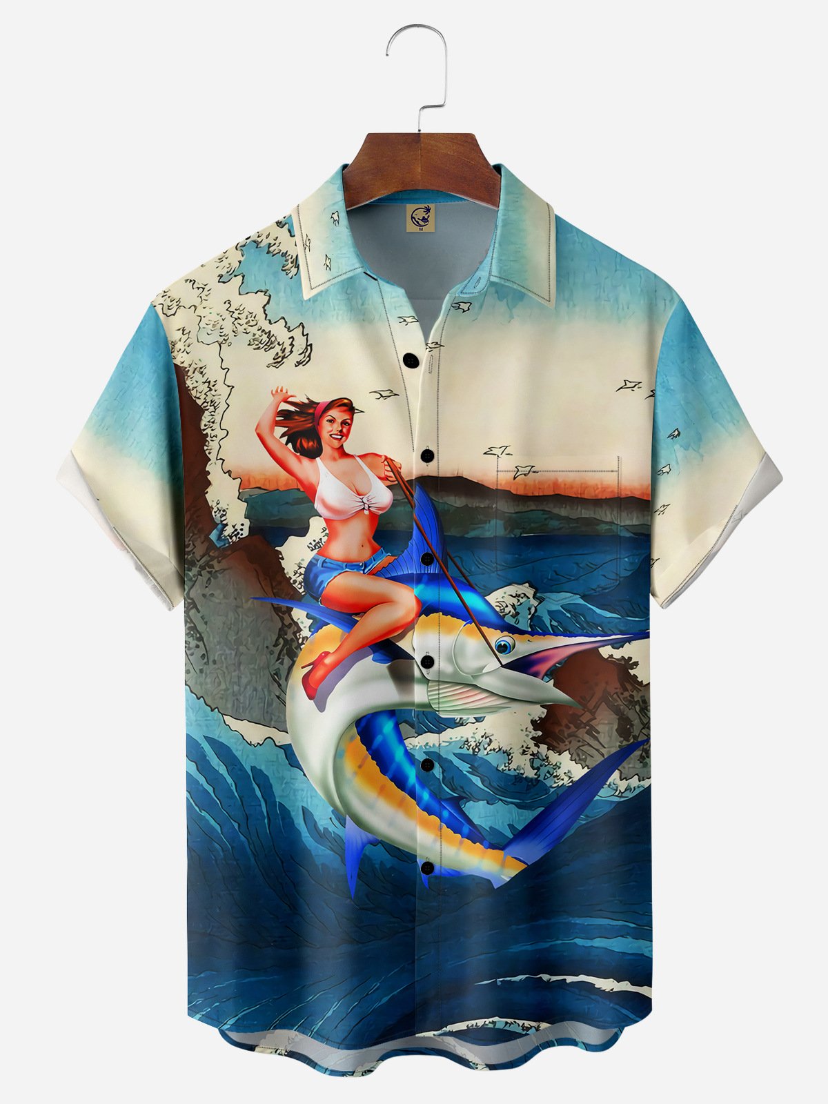 Sailfish Beauty Chest Pocket Short Sleeve Hawaiian Shirt