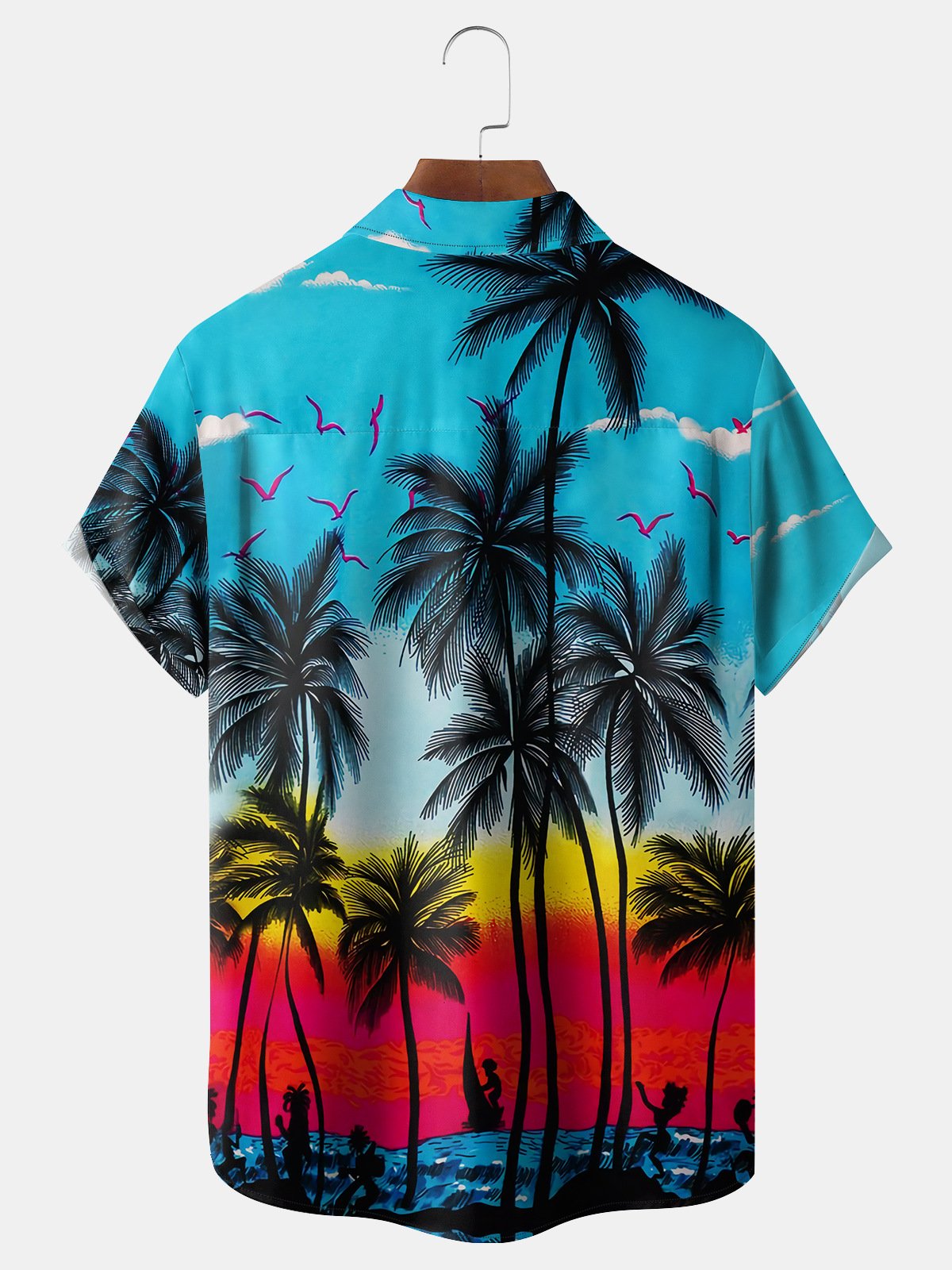 Coconut Tree Chest Pocket Short Sleeve Hawaiian Shirt