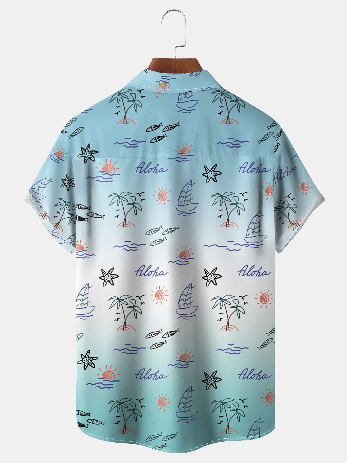 Coconut Tree Chest Pocket Short Sleeve Hawaiian Shirt