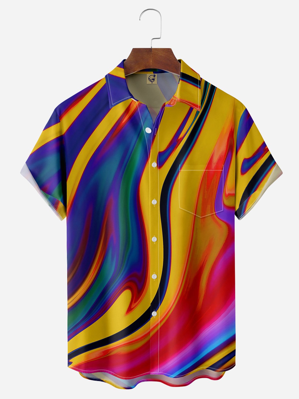 Geometric Chest Pocket Short Sleeve Casual Shirts