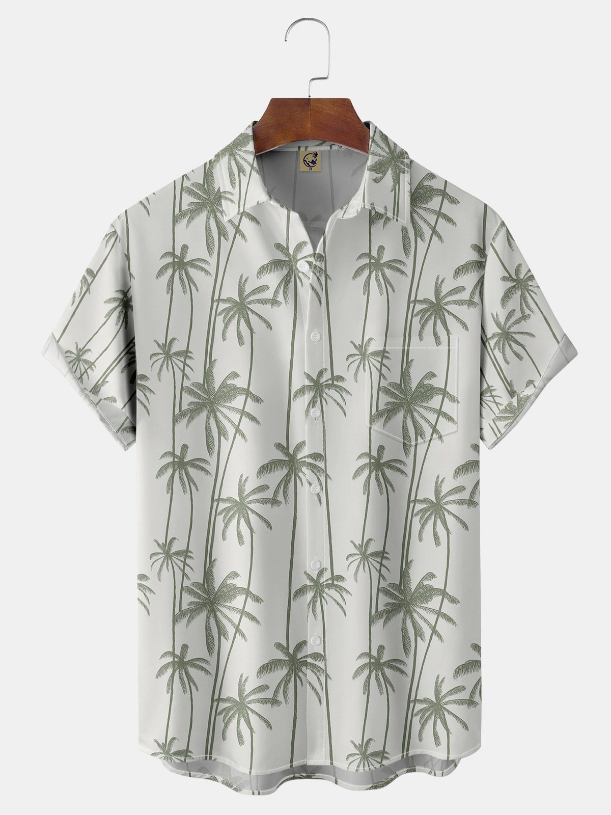 Coconut Tree Chest Pocket Short Sleeve Hawaiian Shirt