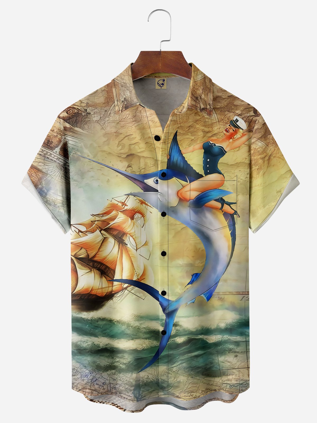 Sailfish Beauty Chest Pocket Short Sleeve Hawaiian Shirt