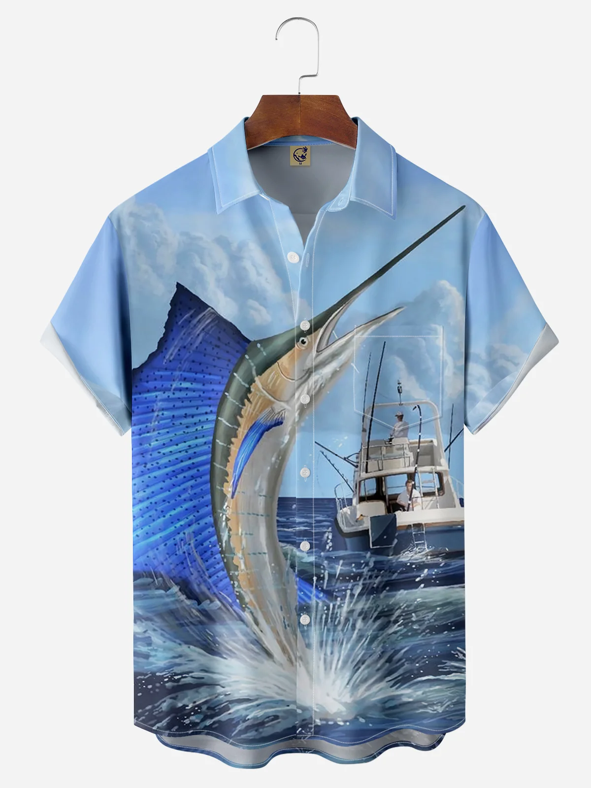 Swordfish Chest Pocket Short Sleeve Hawaiian Shirt