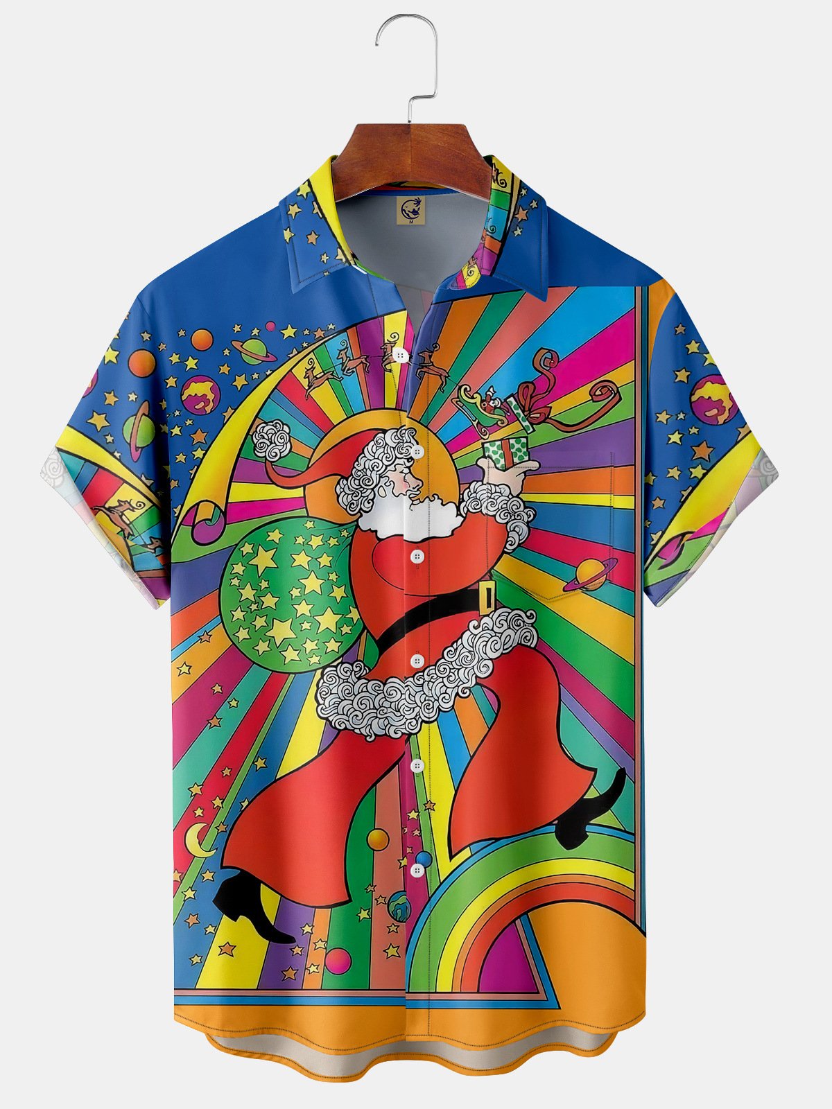 Christmas Chest Pocket Short Sleeve Hawaiian Shirt