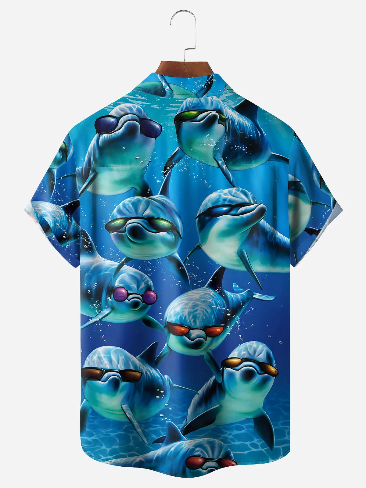 Dolphin Chest Pocket Short Sleeve Hawaiian Shirt
