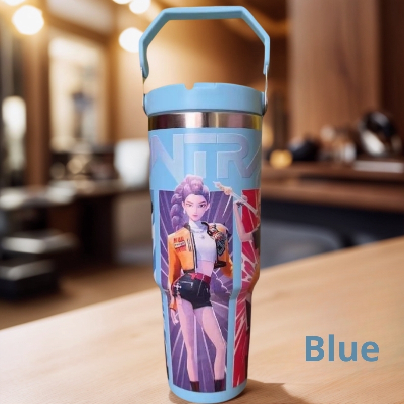 K-Pop Ghost Hunter Themed Tumbler，With cover and straw, it can be reused. Suitable for family, travel, work or schoo, coffee.Halloween/Christmas party props and teen pop cultural gifts
