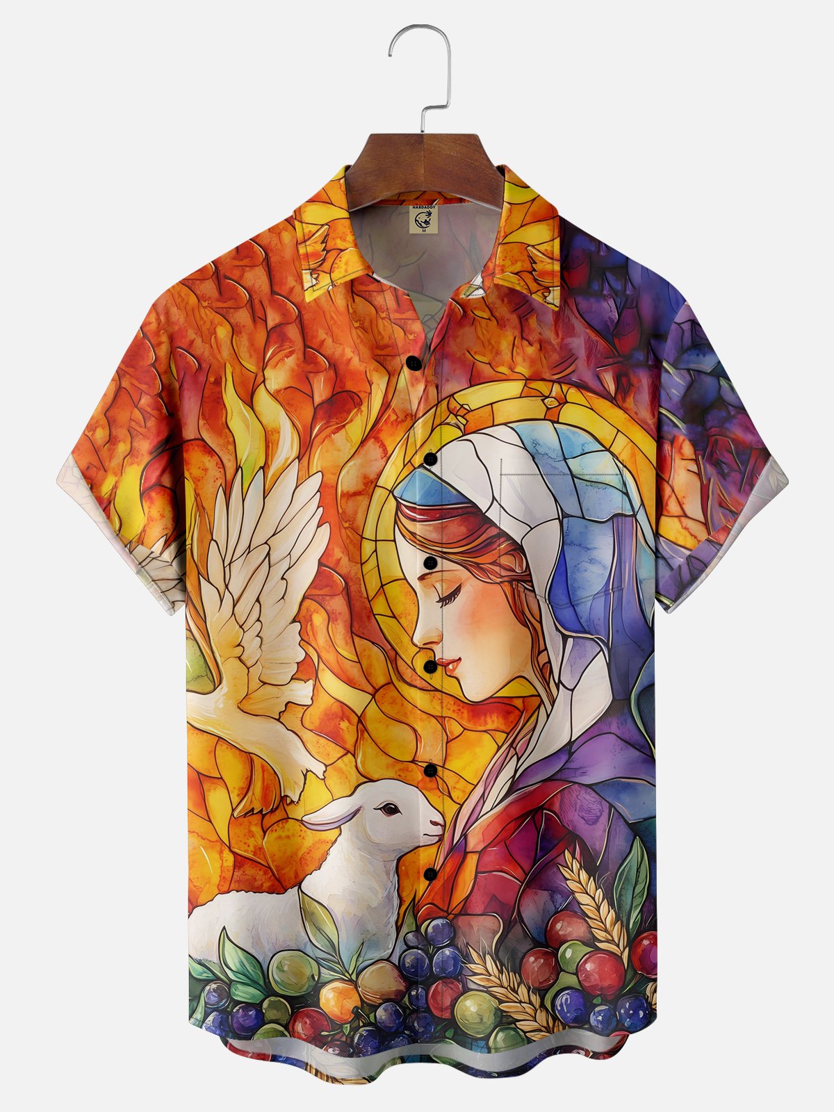 Moisture-wicking Easter Christian Virgin Mary Jesus Chest Pocket Casual Shirt
