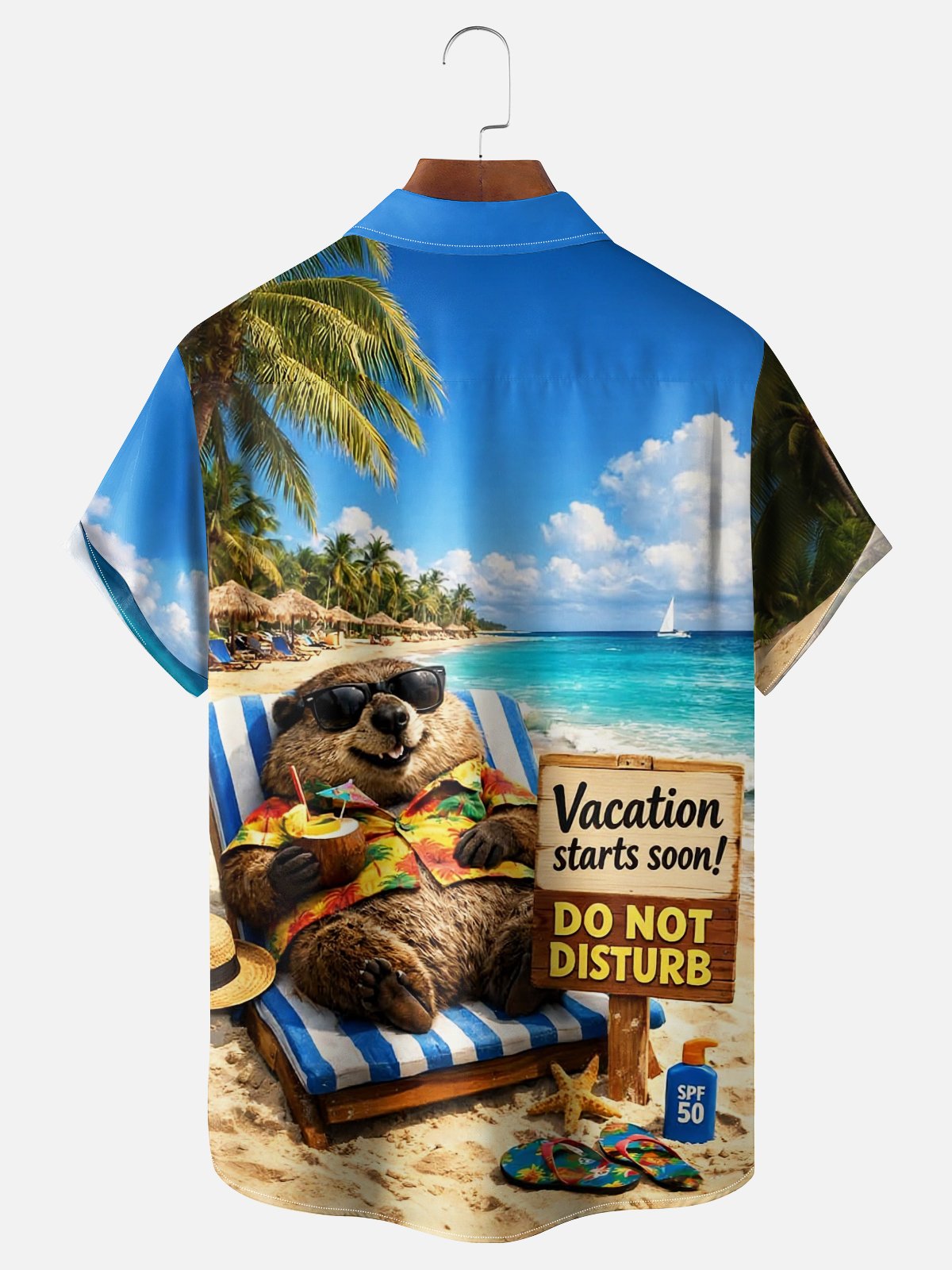 Moisture Wicking Beach Sunbathing Groundhog Friday Chest Pocke Holiday Hawaiian Shirt