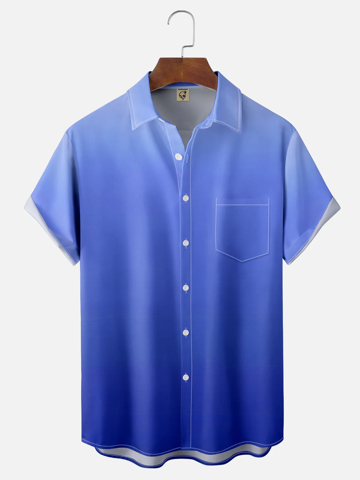 Tall Size Moisture-wicking Gradient Color Chest Pocket Hawaiian Shirt