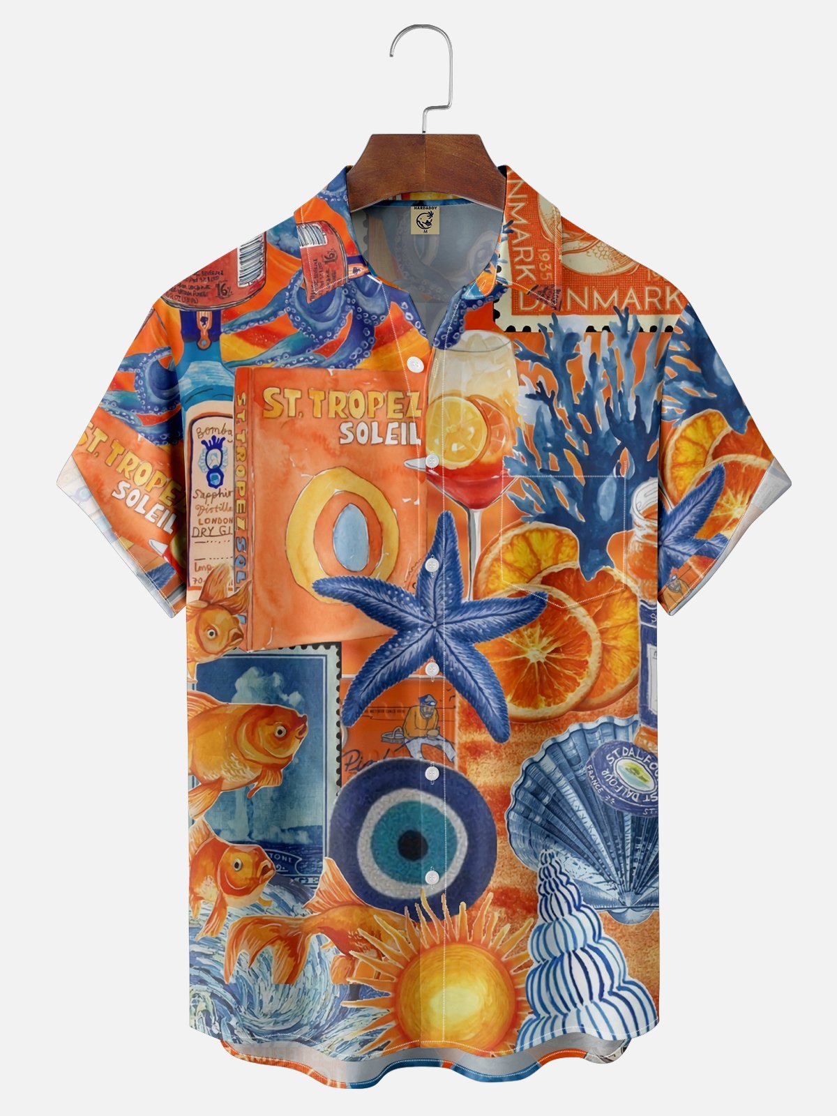 Moisture Wicking Ocean Chest Pocket Hawaiian Shirt