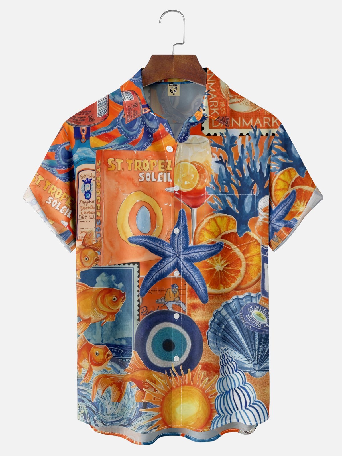 Moisture Wicking Ocean Chest Pocket Hawaiian Shirt