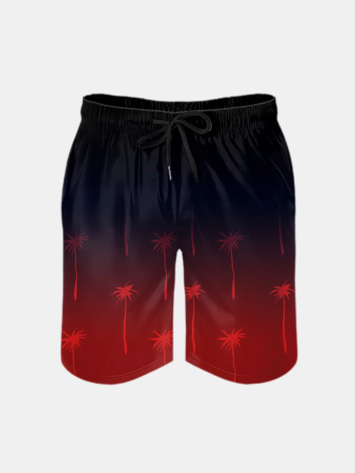 Men's Swim Trunks Hawaiian Tropical Gradient Palm Tree Beach Shorts with Pockets