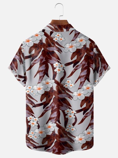 Moisture Wicking Floral Chest Pocke Holiday Hawaiian Shirt