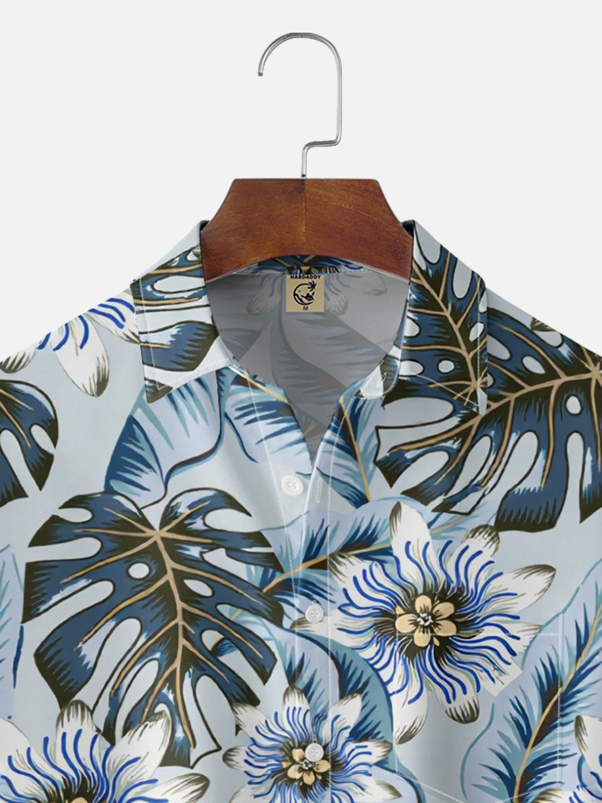 Moisture Wicking Botanical Print  Chest Pocket Holiday Hawaiian Shirt