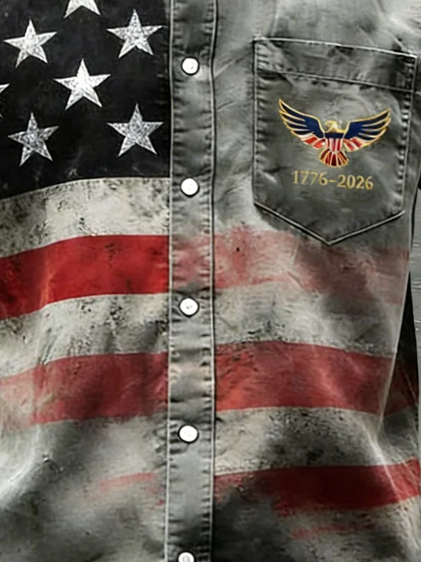 Moisture Wicking 250th Anniversary Of The United States Independence Day Chest Pocket Holiday Hawaiian Shirt