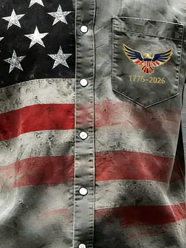 Moisture Wicking 250th Anniversary Of The United States Independence Day Chest Pocket Holiday Hawaiian Shirt