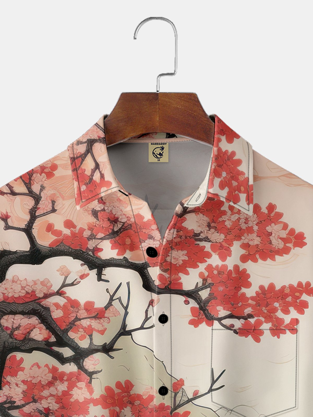 Moisture-wicking Cherry Blossoms Chest Pocket Hawaiian Shirt