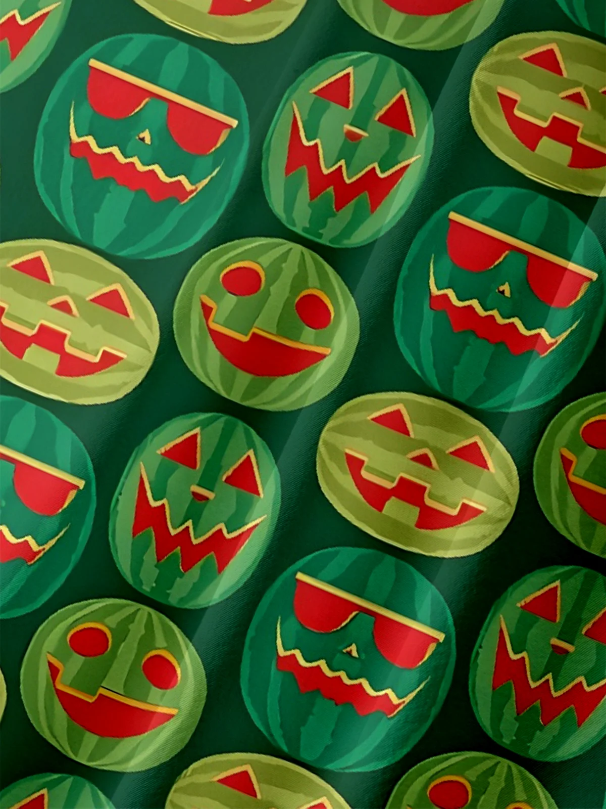 Moisture-wicking Fun Watermelon Halloween Chest Pocket Hawaiian Shirt