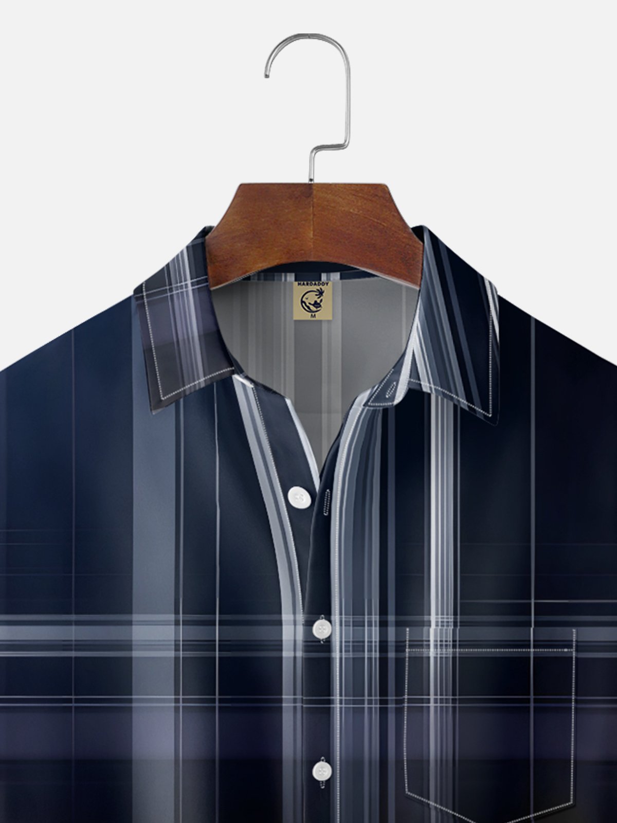 Moisture-Wicking  Abstract Geometric Lines Chest Pocket Holiday Hawaiian Shirt