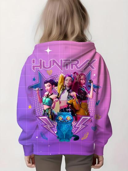 Girls Kpop Demon Hunters Korean Fashion Hoodie, Spring & Fall Comfortable Casual Sweatshirt, Durable Outdoor Activity Wear