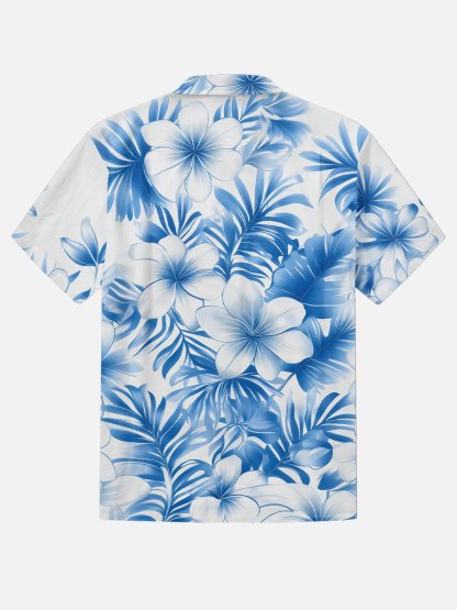 Moisture-wicking Floral Chest Pocket Hawaiian Shirt