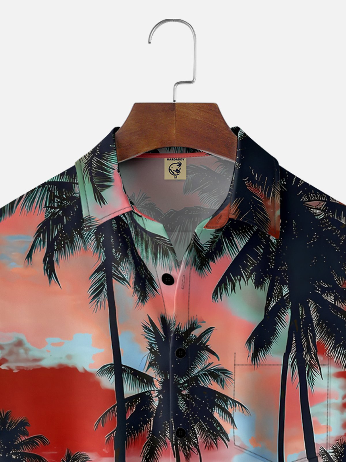 Moisture-wicking Beach Sunset Coconut Tree Chest Pocket Hawaiian Shirt