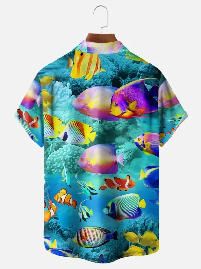 Sea Life Chest Pocket Short Sleeve Hawaiian Shirt