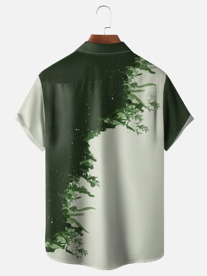 Moisture-wicking Tropical Palm Tree Chest Pocket Hawaiian Shirt
