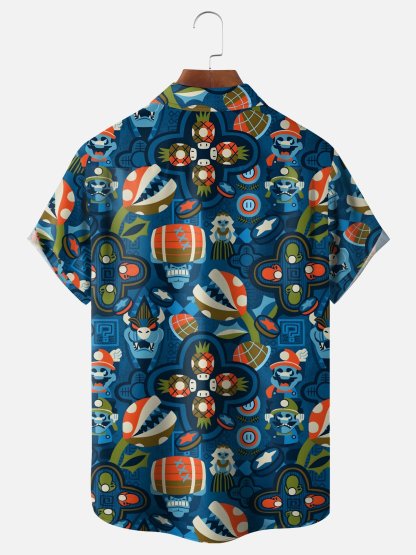 Moisture-wicking Grass Skirt Beauty Pineapple Chest Pocket Hawaiian Shirt