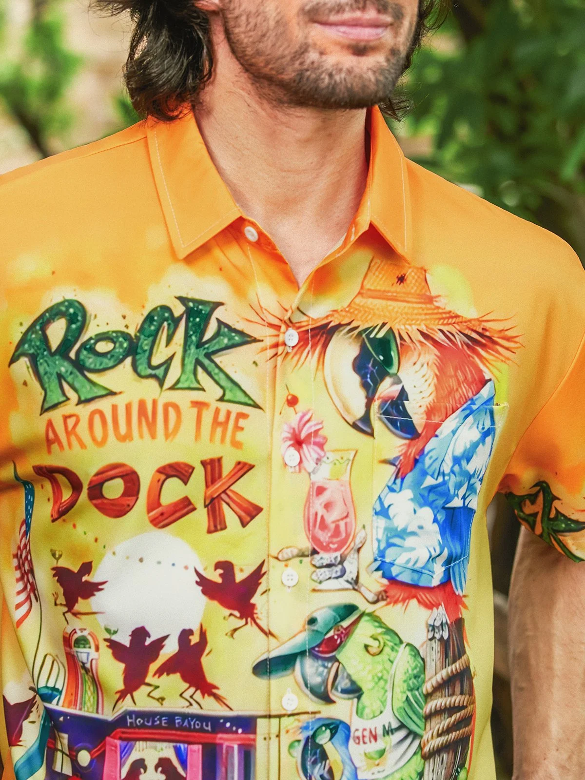 Aloha Parrots Chest Pocket Short Sleeve Hawaiian Shirt