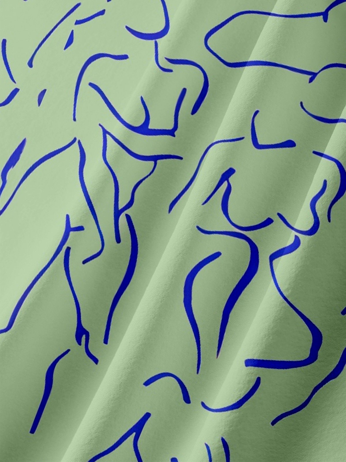 Moisture-wicking Art Blue Abstract Line Drawing Chest Pocket Hawaiian Titty Shirt