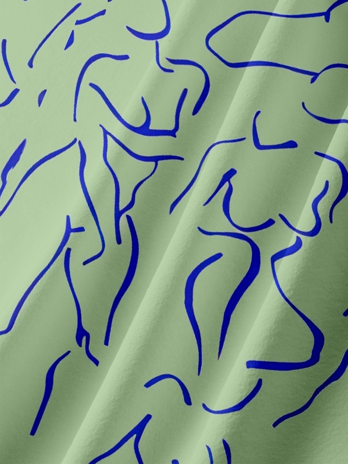 Moisture-wicking Art Blue Abstract Line Drawing Chest Pocket Hawaiian Titty Shirt