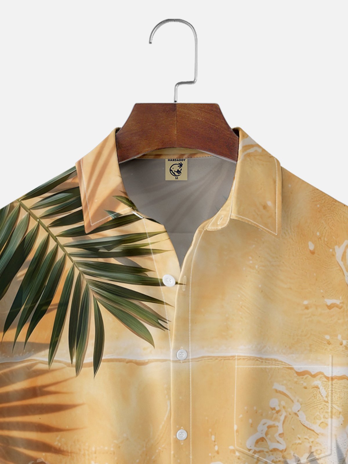 Moisture Wicking Hawaiian Beach Plants Chest Pocket Hawaiian Shirt