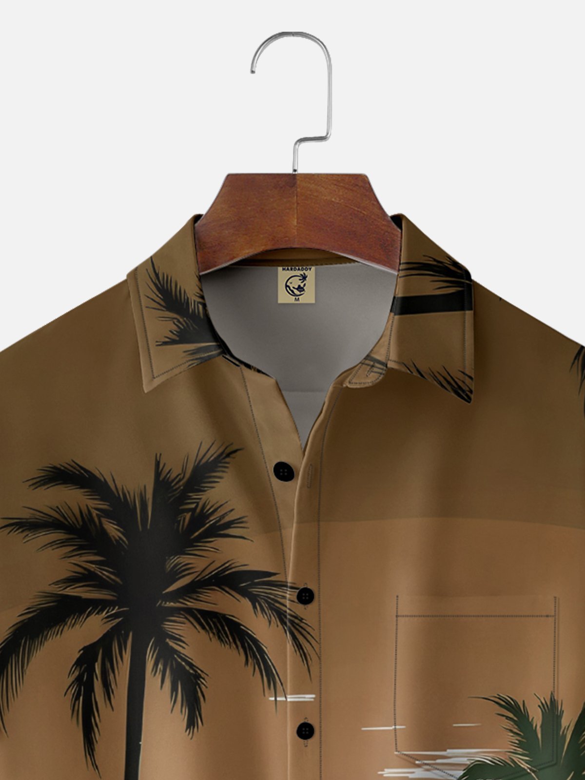 Moisture-wicking Coconut Tree Beach Chest Pocket Hawaiian Shirt