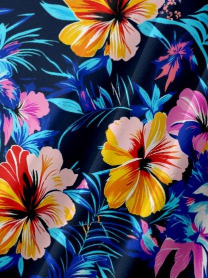 Moisture-wicking Tropical Palm Tree Chest Pocket Hawaiian Shirt