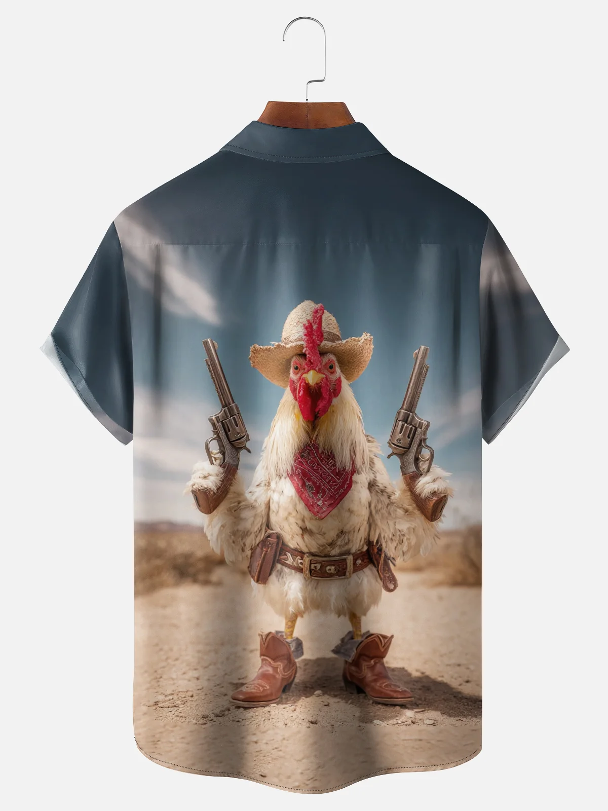 Moisture Wicking Fun Western Cowboy Chicken Chest Pocke Holiday Hawaiian Shirt