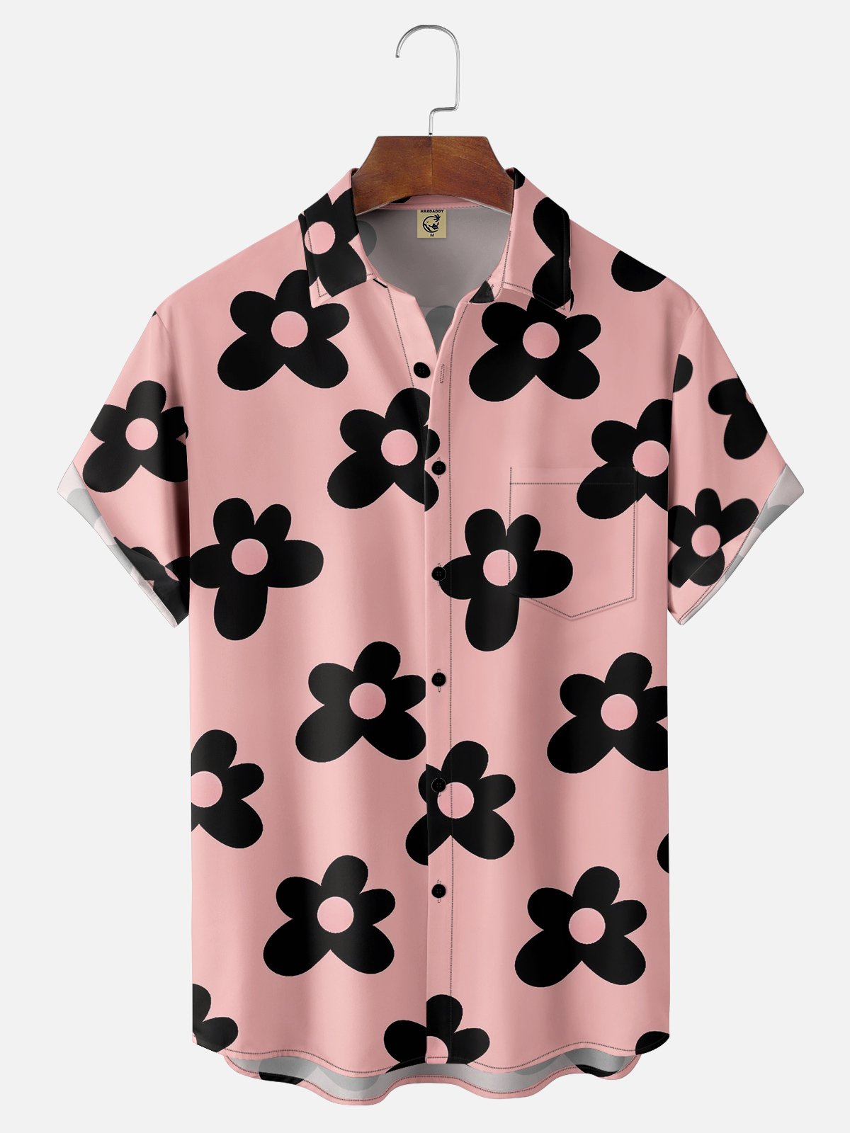 Hardaddy Moisture-wicking Breathable Floral Chest Pocket Hawaiian Shirt