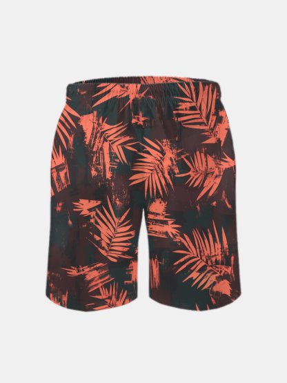 Men's Swim Trunks Hawaiian Tropical Palm Tree Beach Shorts with Pockets
