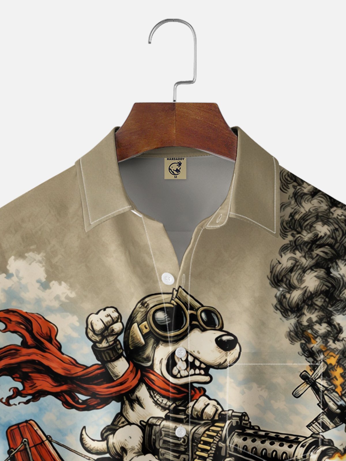 Tall Size Moisture-Wicking Abstract Airplane Dog Pattern and Chest Pocket Holiday Hawaiian Shirt