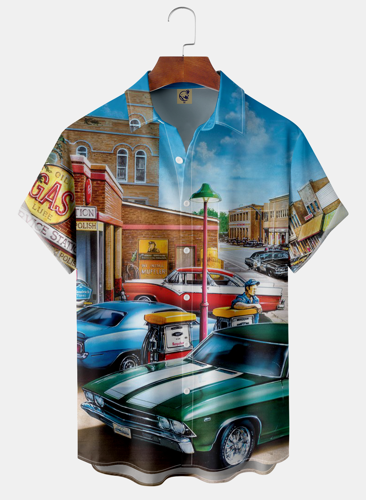 Vintage Sports Car Chest Pocket Short Sleeve Hawaiian Shirt