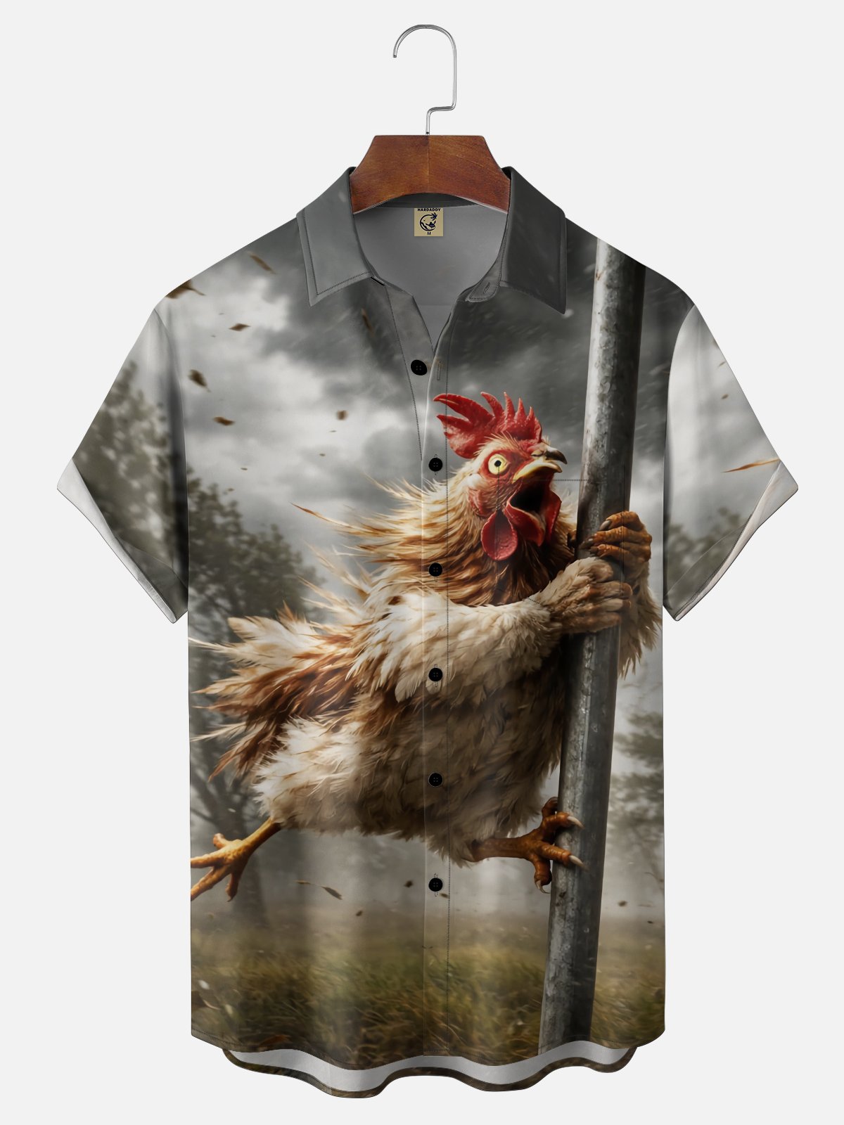 Moisture Wicking Fun Chicken Chest Pocke Holiday Hawaiian Shirt