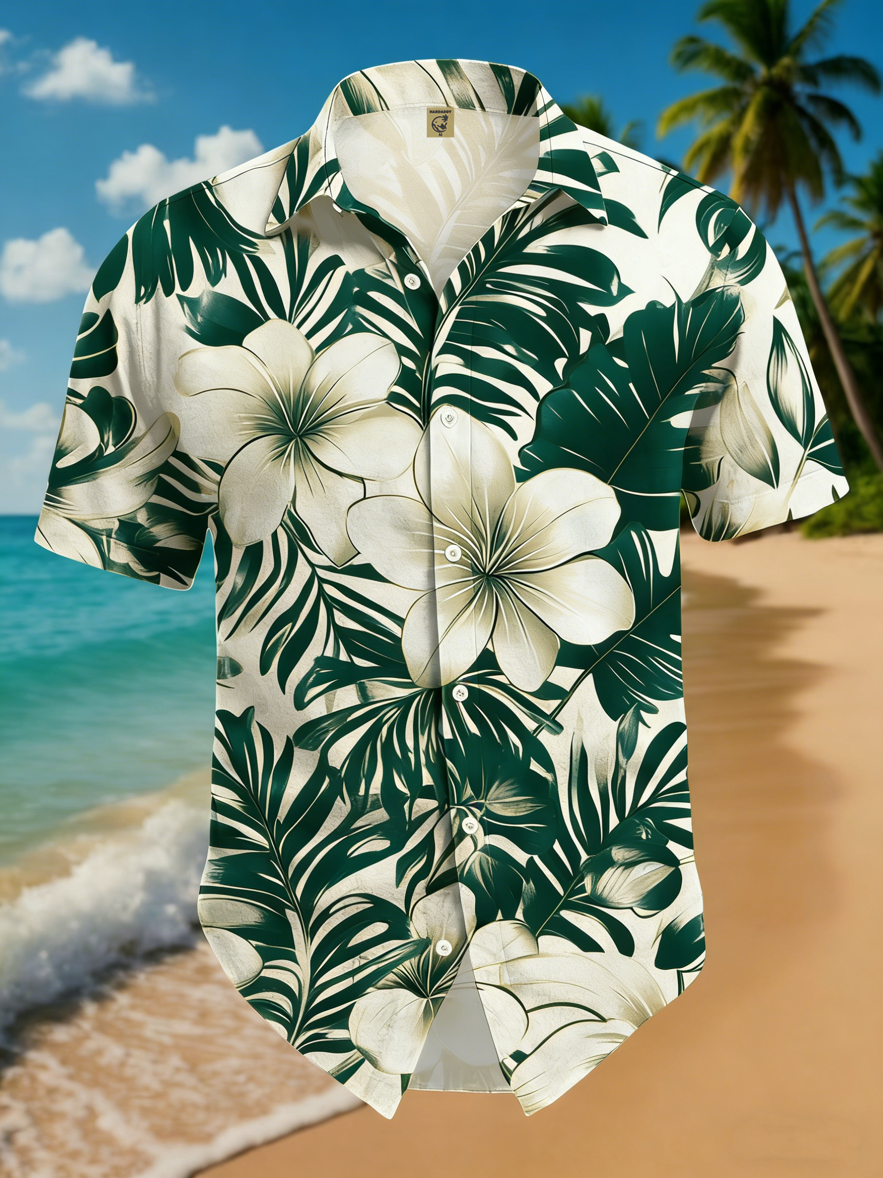 Moisture-wicking Floral Chest Pocket Hawaiian Shirt