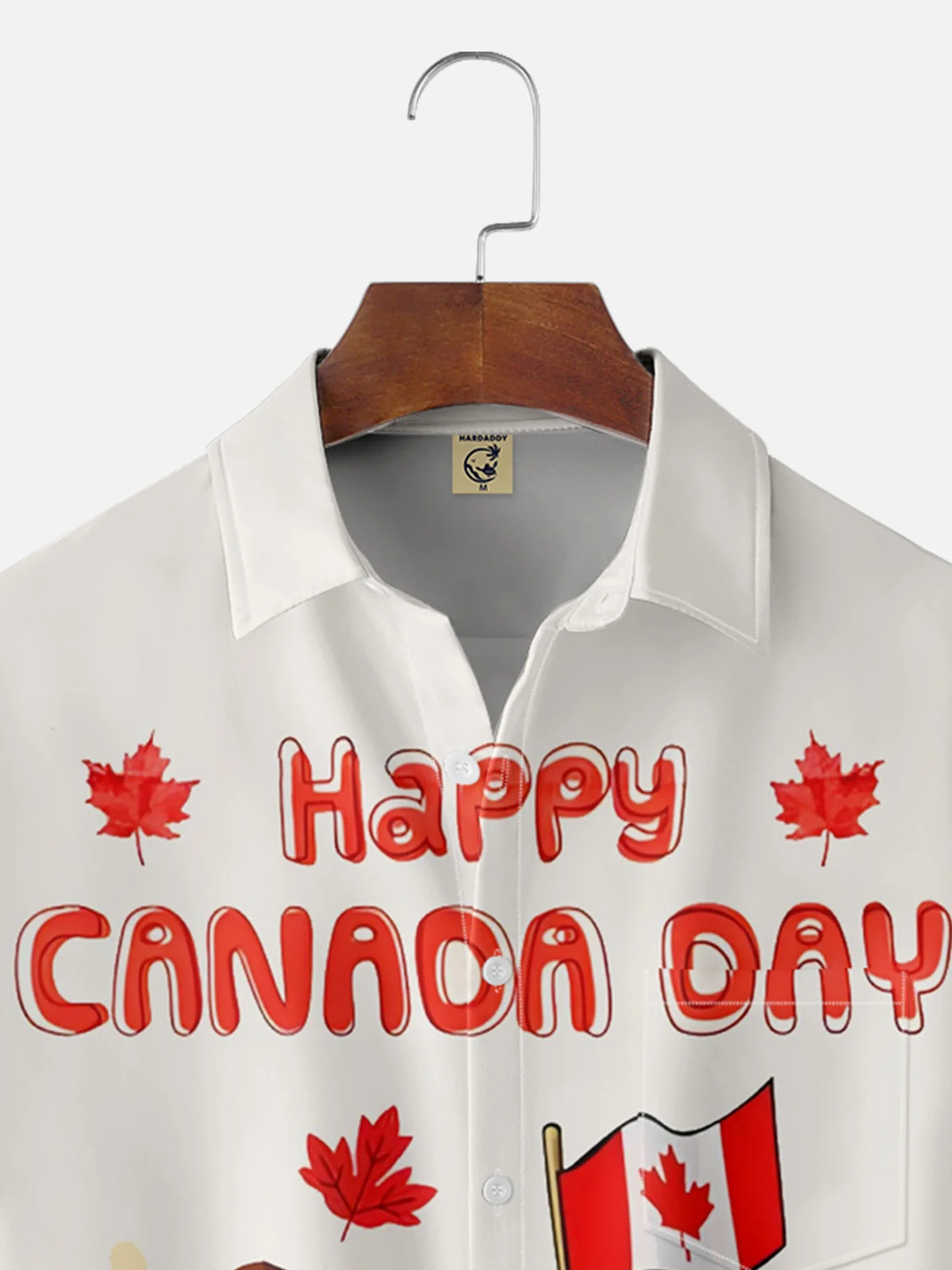 Moisture-wicking Canada Day Chest Pocket Hawaiian Shirt
