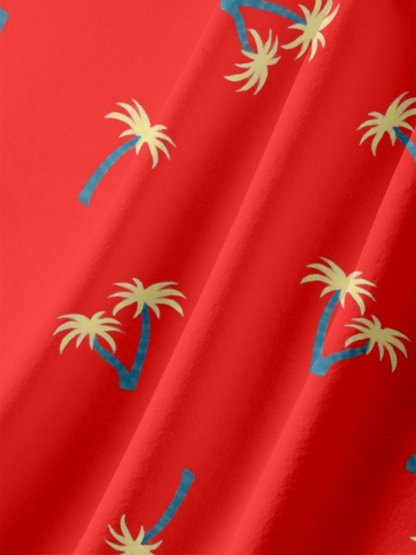 Moisture-wicking Palm Tree Chest Pocket Hawaiian Shirt