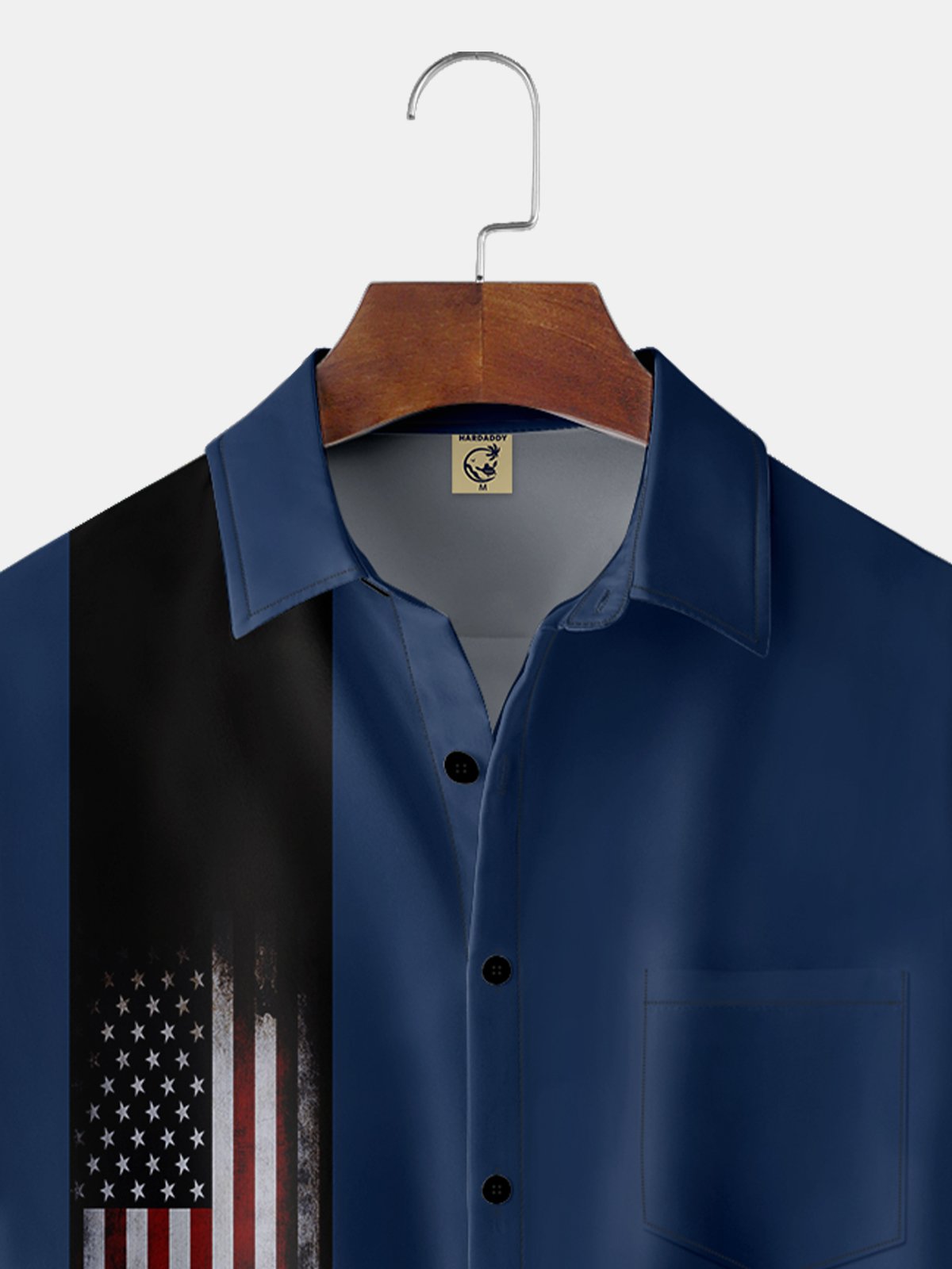 Men's American Flag Print Casual Breathable Hawaiian Short Sleeve Shirt