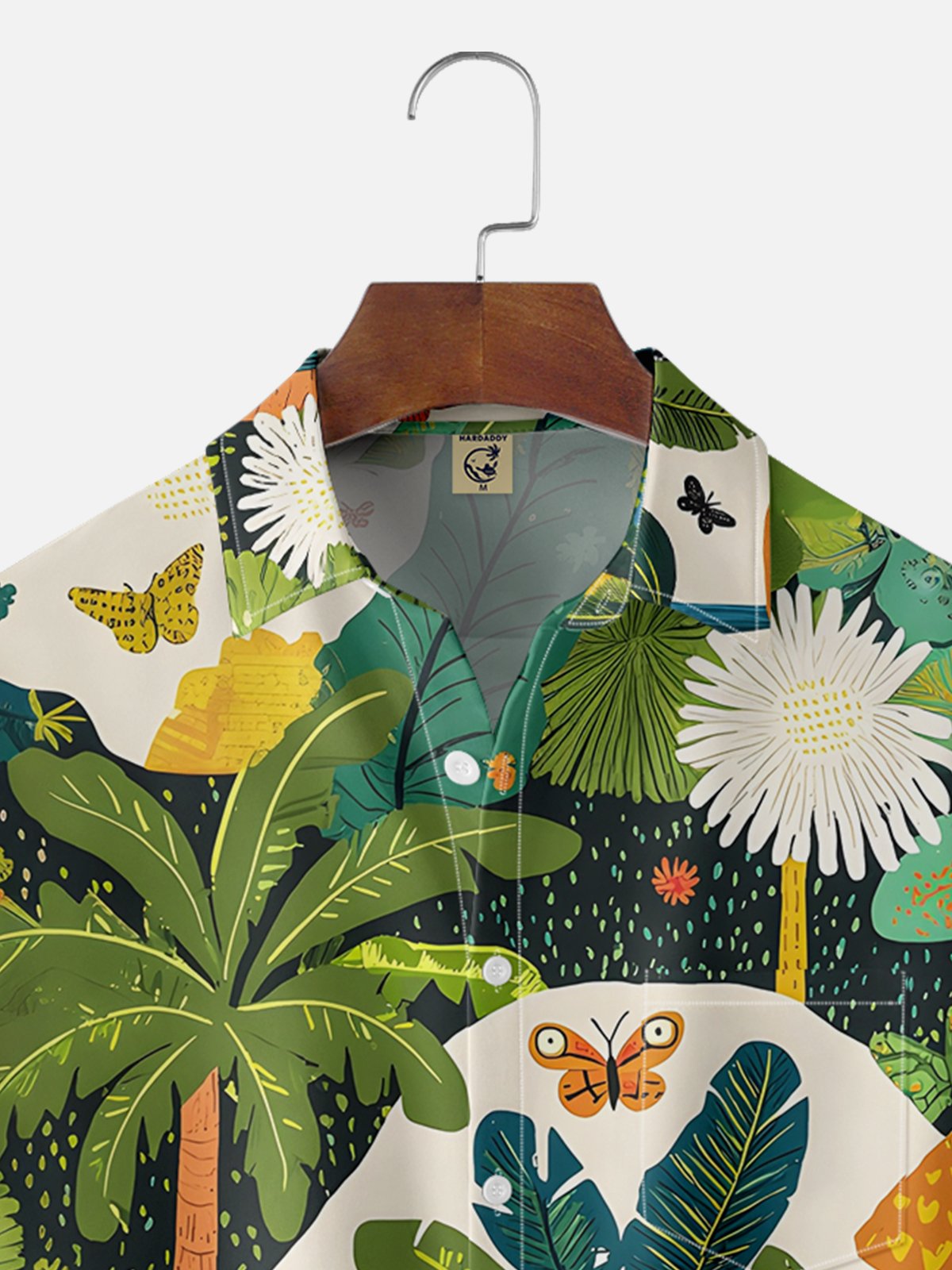 Moisture-wicking Palm Tree Chest Pocket Hawaiian Shirt