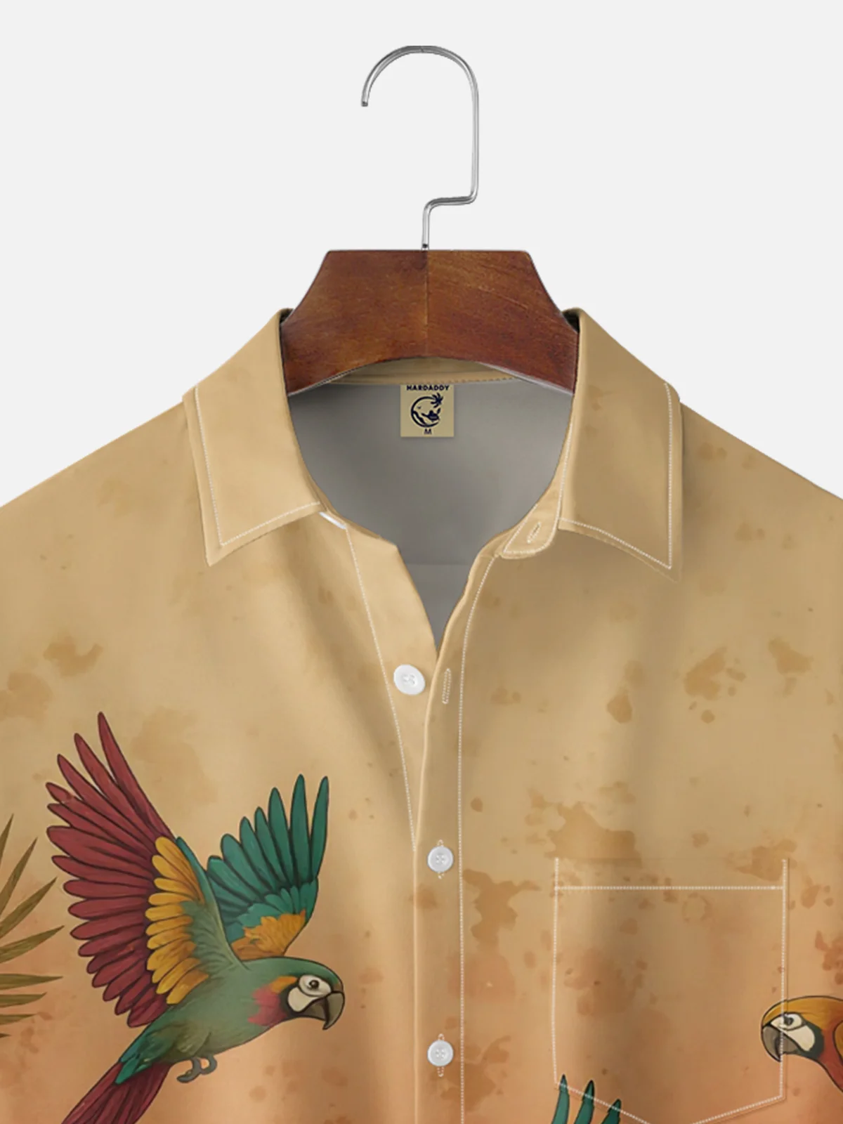 Moisture Wicking Botanical & Parrot Print Chest Pocket Holiday Hawaiian Shirt